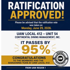 UAW Local 412 Ratifies New Agreement with 95 Approval - USA Works